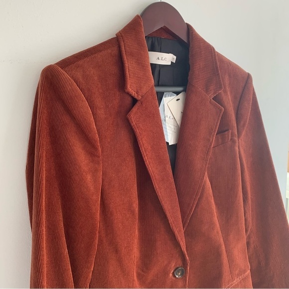 A. L. C. Vernay Corduroy Blazer In Deep Rust Size US 10 Rare Find - Picture 8 of 13